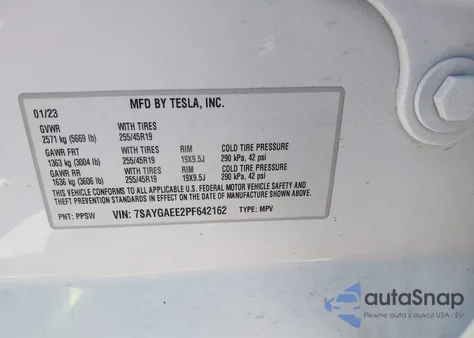 2023 Tesla Model Y Awd/Long Range Dual Motor All-Wheel Drive from USA, damaged, VIN 7SAYGAEE2PF642162